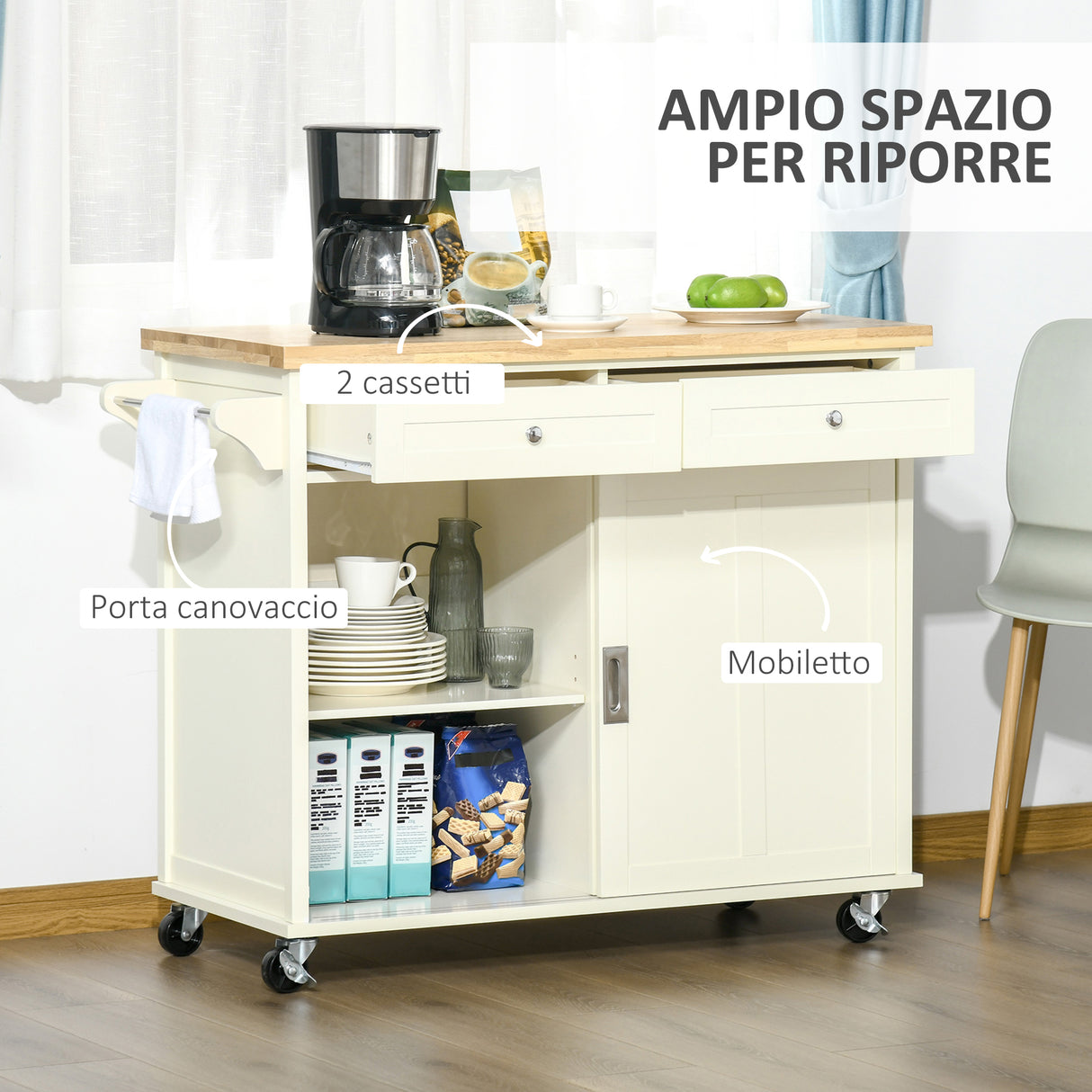 easycomfort easycomfort isola per cucina per utensili e accessori con cassetti armadietto e portasciugamani 110x49 5x89 5 cm bianco