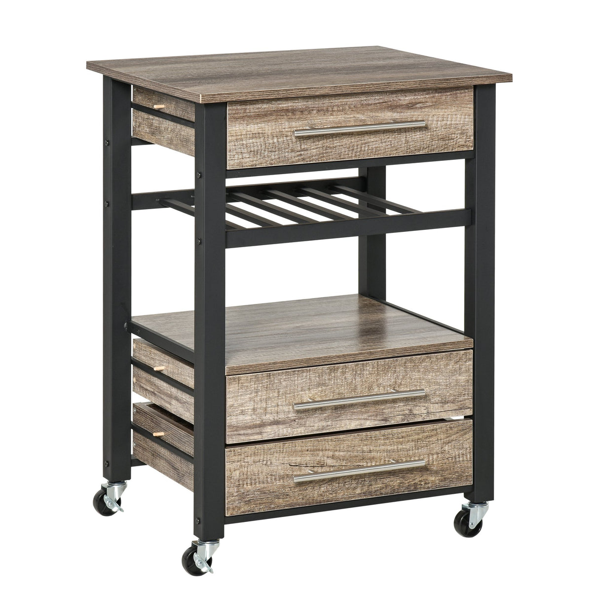 easycomfort easycomfort carrello da cucina portavivande con 3 cassetti e mensola mobiletto multiuso in legno truciolare 60x50x84 5cm quercia