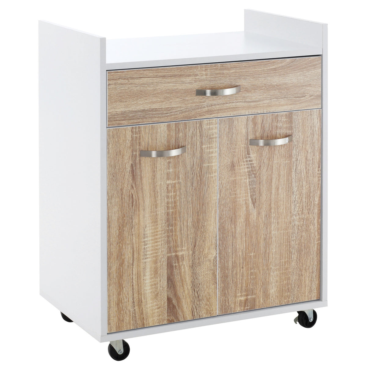 easycomfort easycomfort carrello da cucina portavivande per microonde con 4 ruote in legno 60x40x77cm rovere