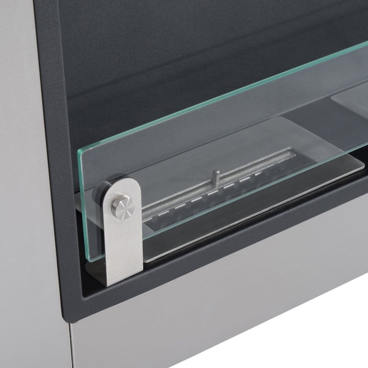 easycomfort easycomfort camino a bioetanolo in acciaio inox 3 serbatoi 1.5lt argento e nero 136x16x54cm