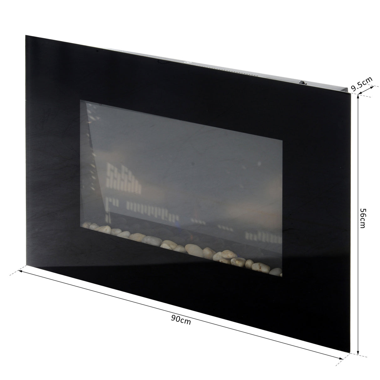 easycomfort easycomfort camino elettrico da parete o terra 2000w con fiamma led 7 colori nero 90x56x9.5cm