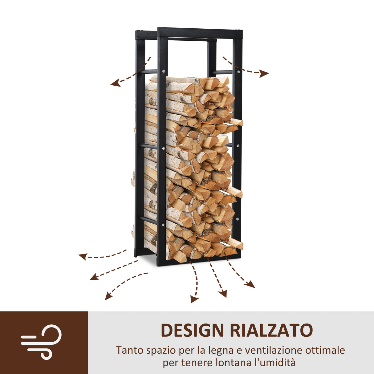 easycomfort easycomfort scaffale legnaia per interno ed esterno nero 40x25x100cm