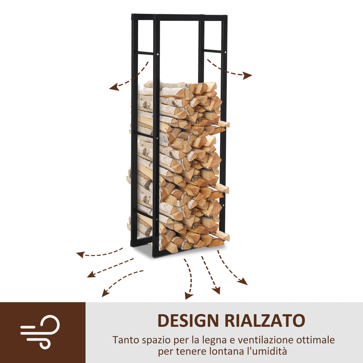 easycomfort easycomfort scaffale porta legna verticale per interno in ferro nero 40x25x150cm