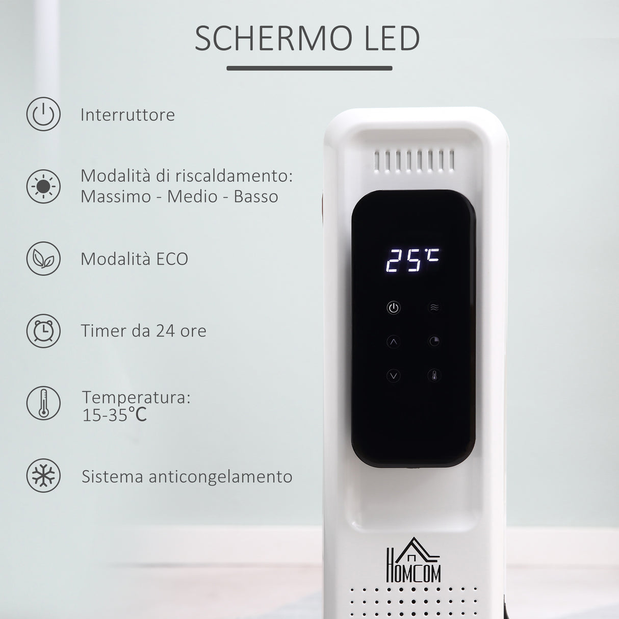 easycomfort easycomfort radiatore a olio a 11 elementi 3 livelli di riscaldamento e timer 50 5x24x63cm bianco