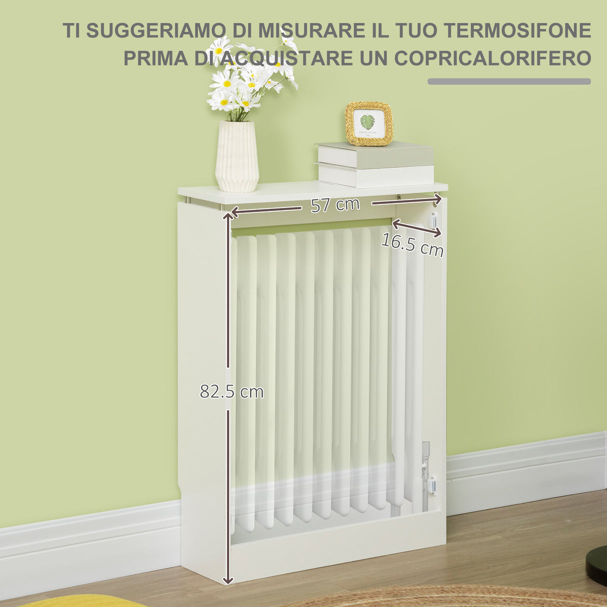 easycomfort copritermosifone a doghe moderno ed elegante per la casa in mdf e acciaio 60x18x84cm bianco