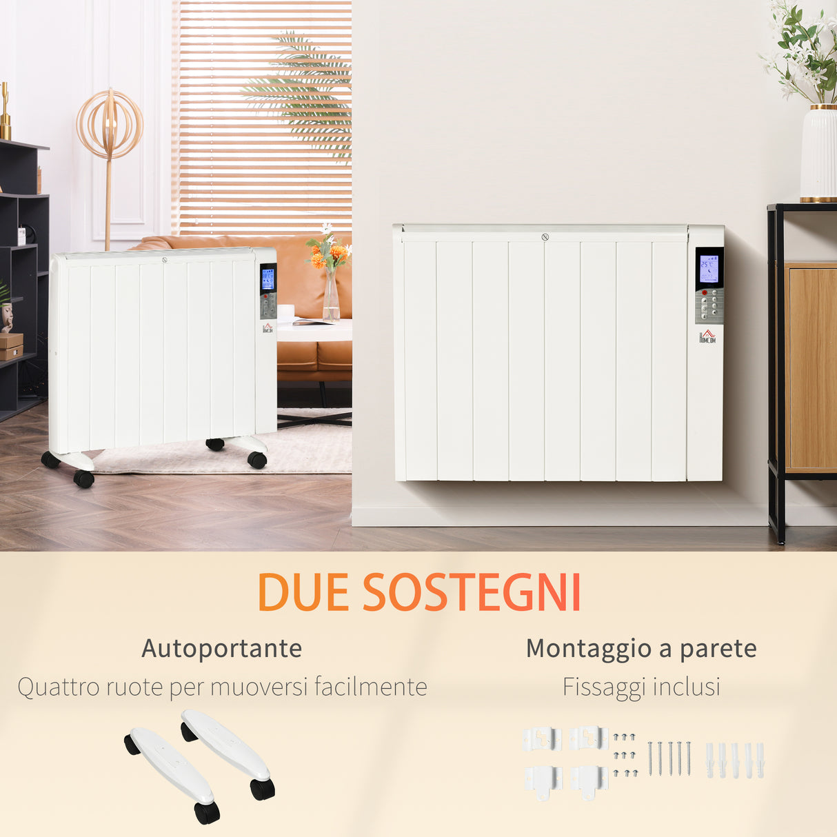 easycomfort stufetta elettrica da 1000 2000w con timer e impostazioni di calore per stanze max 15 m 75x31x66.5 cm bianco
