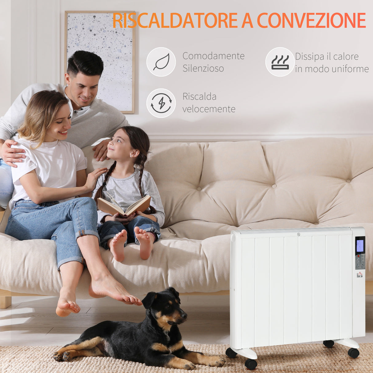 easycomfort stufetta elettrica da 1000 2000w con timer e impostazioni di calore per stanze max 15 m 75x31x66.5 cm bianco