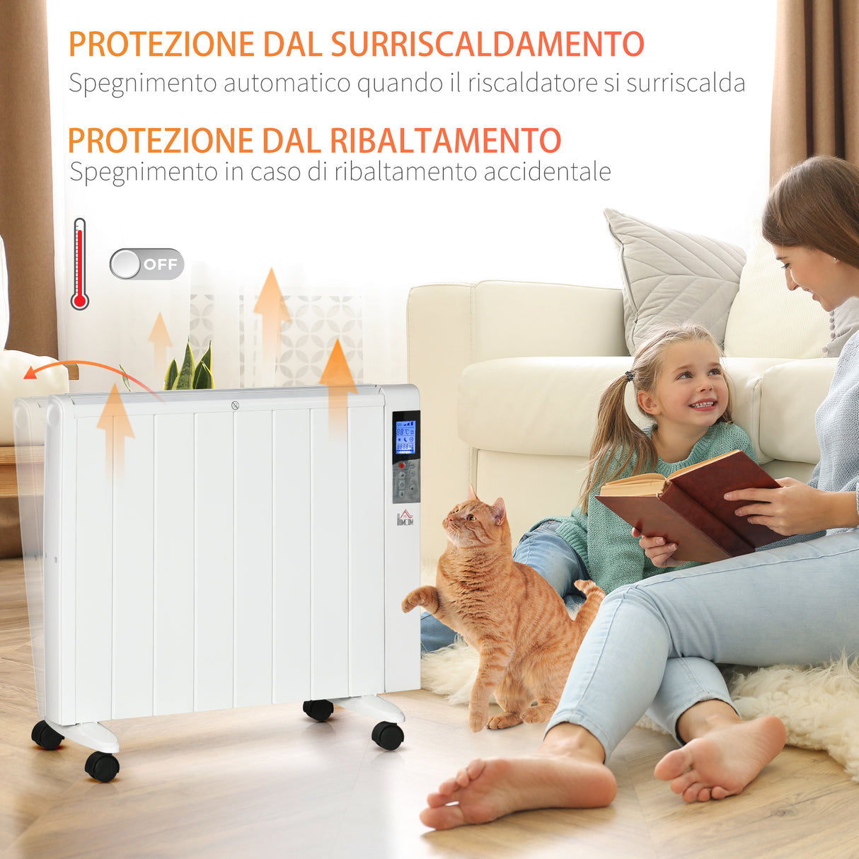 easycomfort stufetta elettrica da 1000 2000w con timer e impostazioni di calore per stanze max 15 m 75x31x66.5 cm bianco