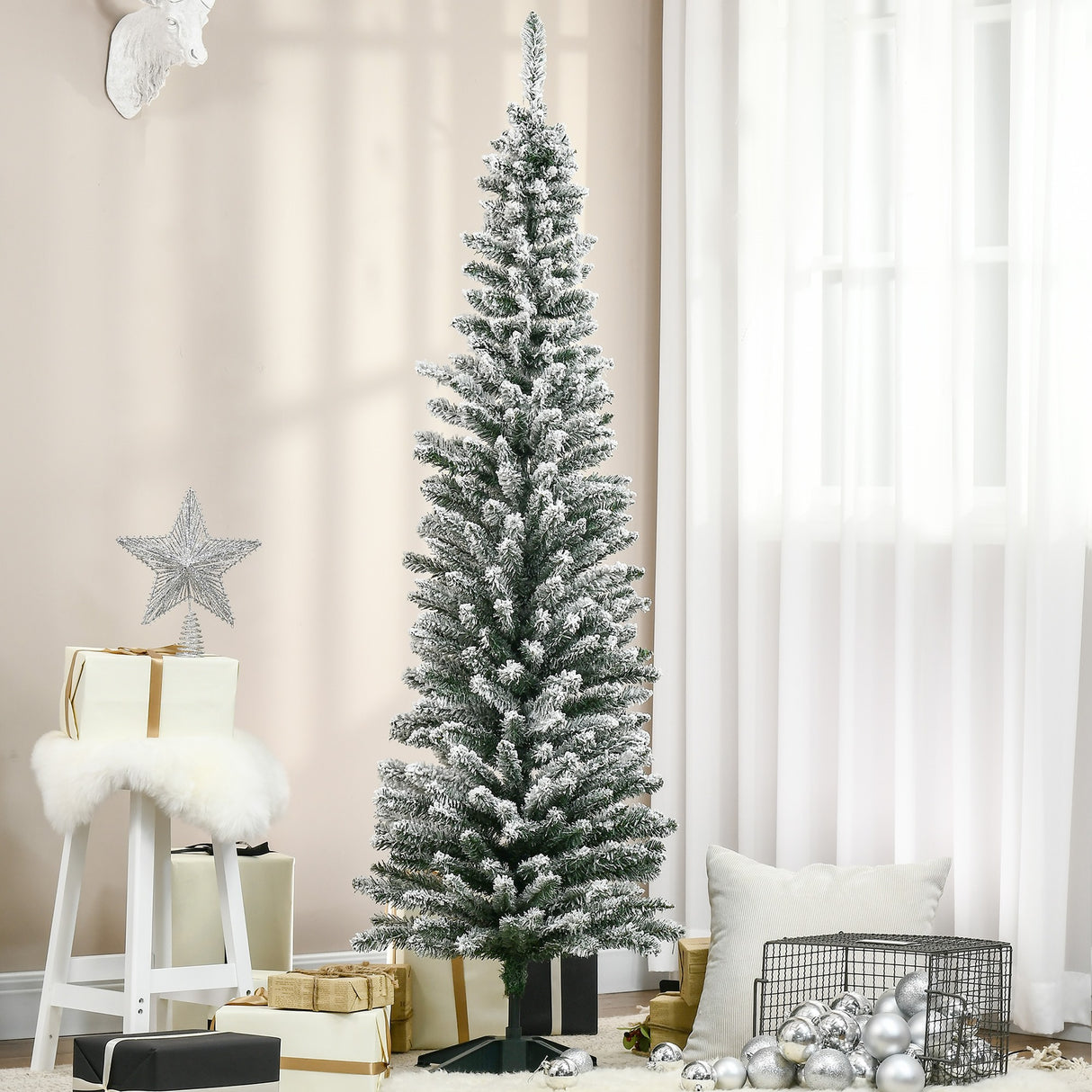 easycomfort easycomfort albero di natale artificiale innevato 180cm con rami 390 base rimovibile decorazioni natalizie