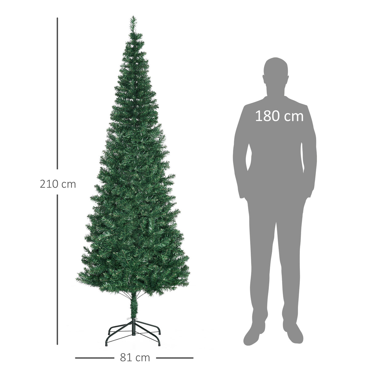 easycomfort easycomfort albero di natale artificiale slim 210cm con 631 rami supporto in metallo