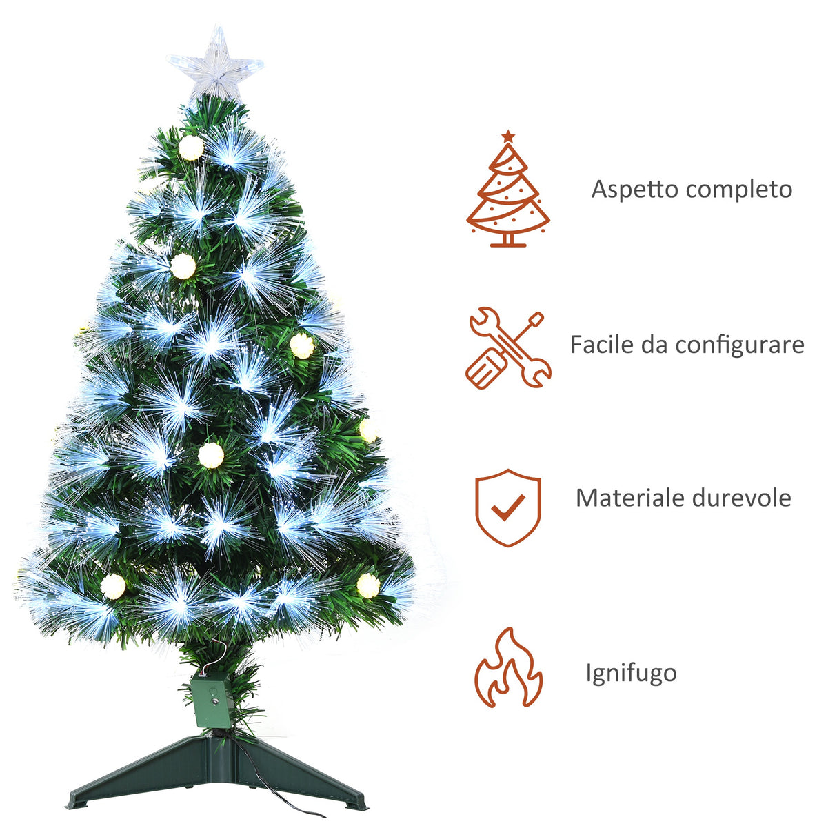 easycomfort easycomfort albero di natale artificiale 90cm con 90 rami albero di natale con luci a led e fibre ottiche base pieghevole rimovibile