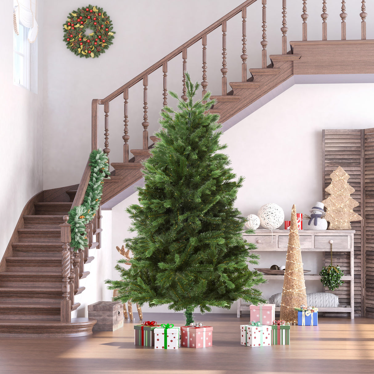 easycomfort easycomfort albero di natale artificiale gigante 180cm realistico decorazione di natale con 696 rami base pieghevole e rimovibile