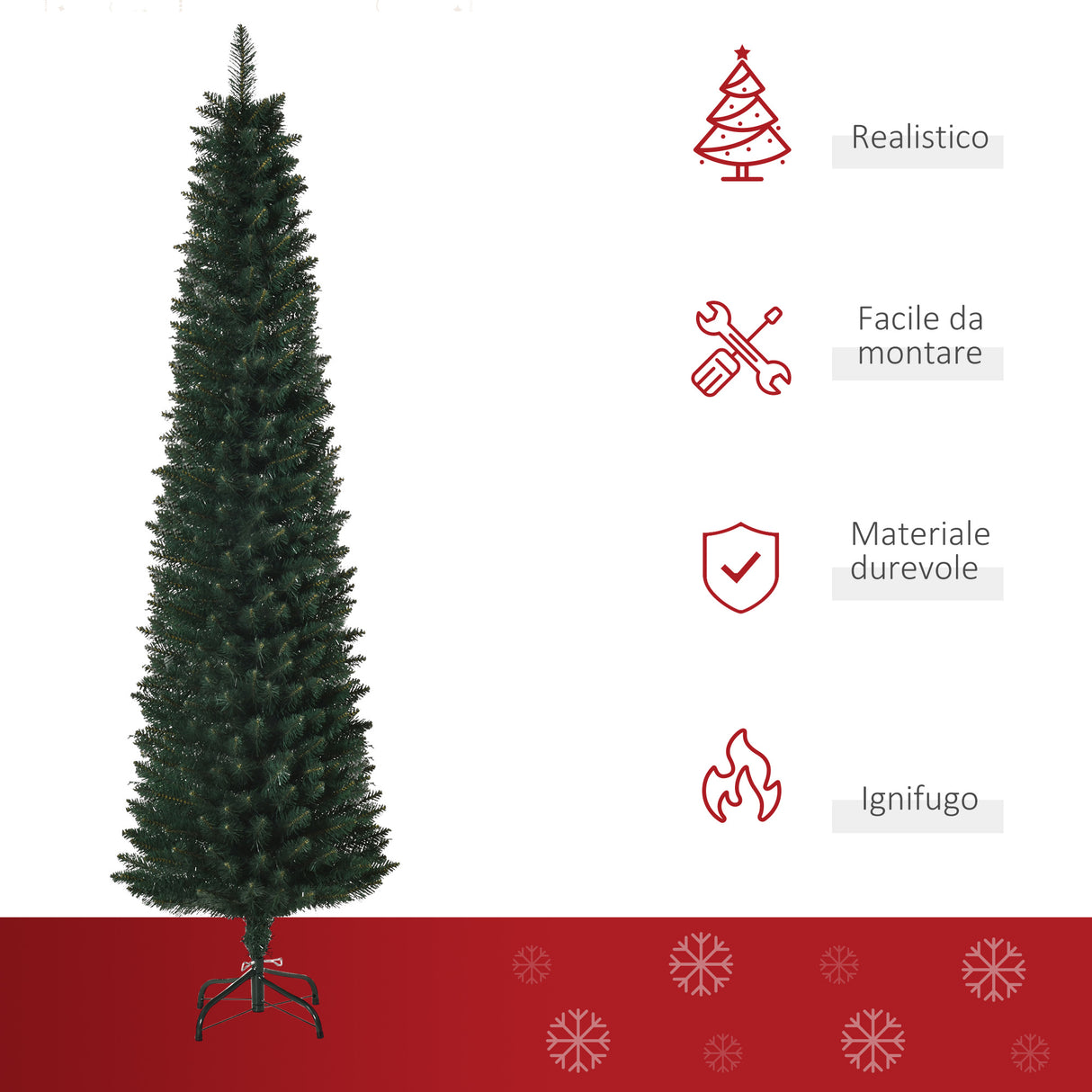 easycomfort easycomforthomcm albero di natale artificiale alto con base pieghevole 380 rami in pvc e metallo 180cm verde