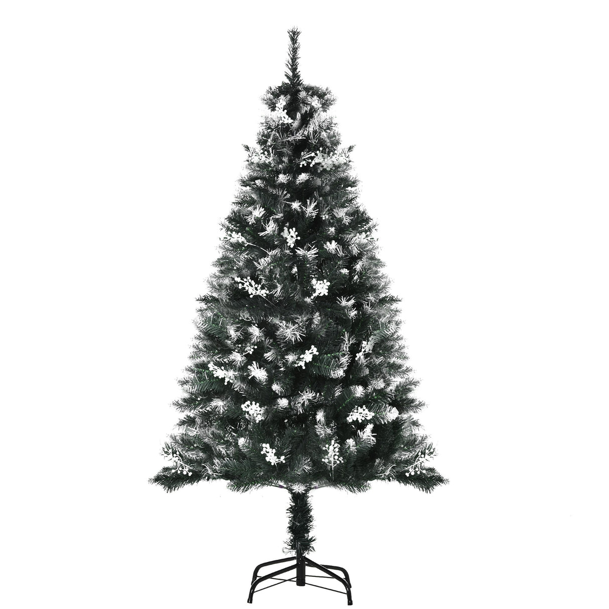 easycomfort easycomfort albero di natale innevato 150cm con bacche decorative bianche base rimovibile pieghevole 378 rami verde
