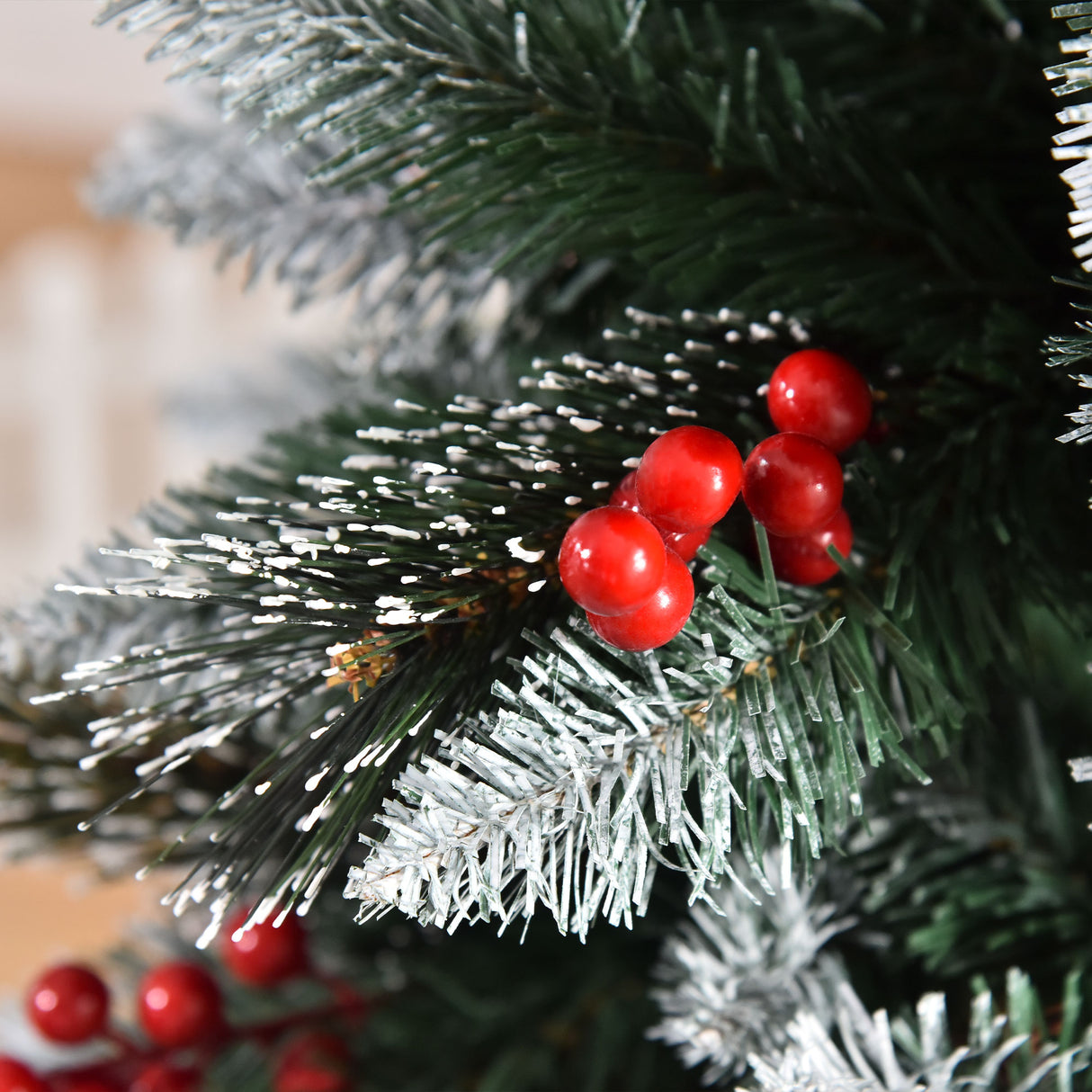 easycomfort easycomfort albero di natale innevato con bacche rosse da interni base rimovibile e pieghevole 539 rami 60x180cm verde