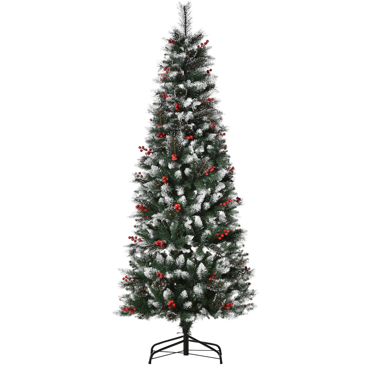 easycomfort easycomfort albero di natale innevato con bacche rosse da interni base rimovibile e pieghevole 539 rami 60x180cm verde