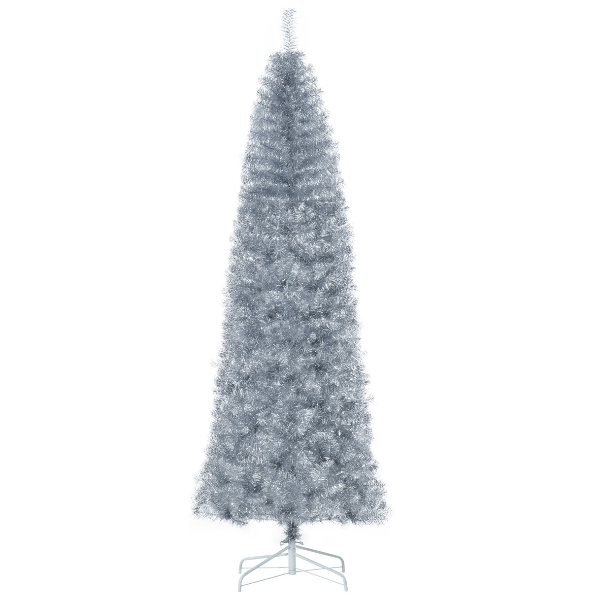 easycomfort easycomfort albero di natale artificiale alto 210cm con 818 rami albero di natale slim con base rimovibile in pet e acciaio argento
