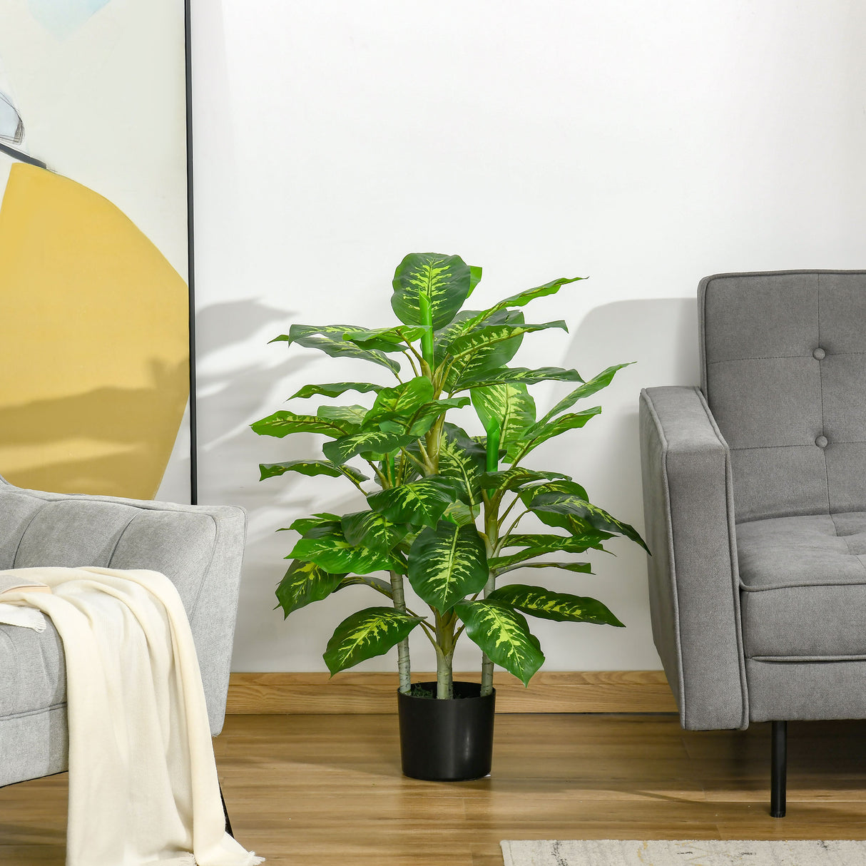 easycomfort pianta artificiale sempreverde con vaso 17x14.5 cm nero per interni ed esterni altezza pianta 95 cm