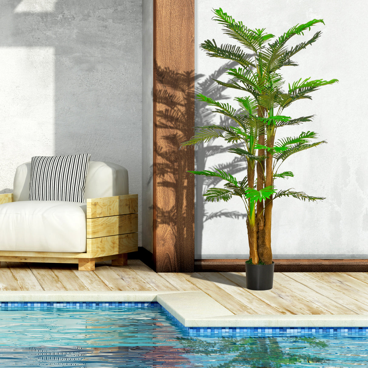 easycomfort palma artificiale in vaso con 42 foglie pianta finta realistica per interno ed esterno 185cm