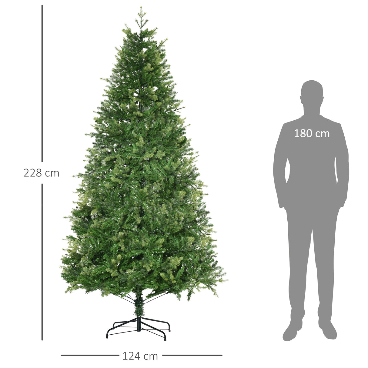 easycomfort easycomfort albero di natale per interni con 2056 rami e base in metallo 124x228 cm verde
