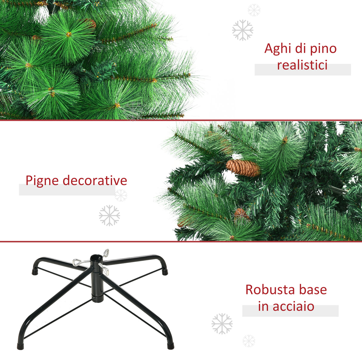 easycomfort easycomfort albero di natale decorato e ignifugo per interni con 782 rami e base in metallo 116x180 cm verde