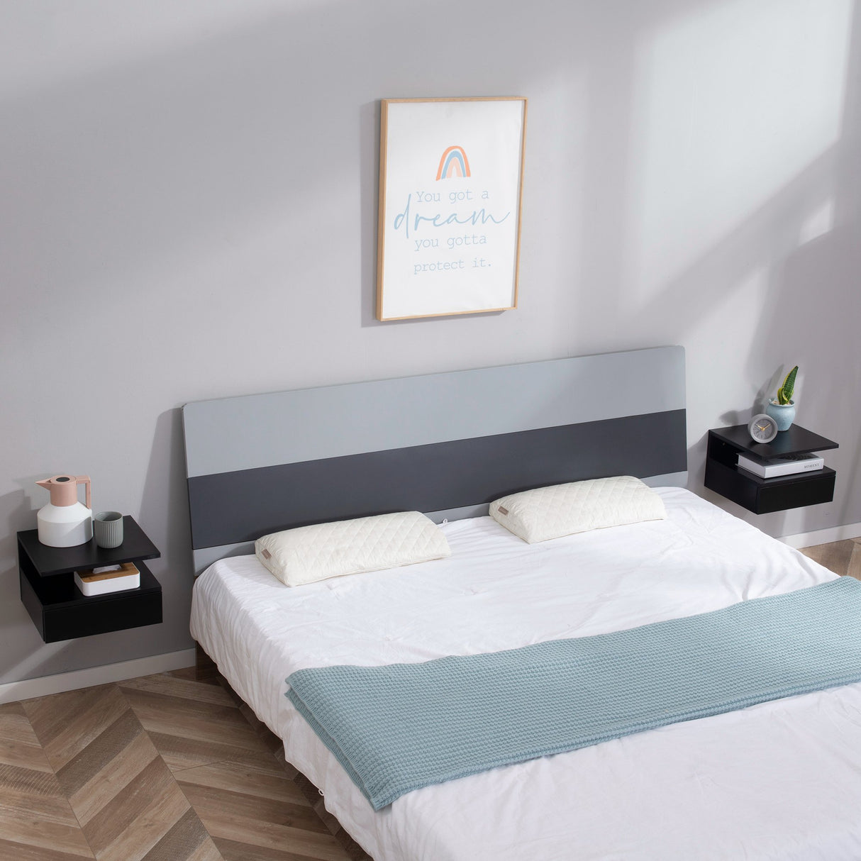 easycomfort easycomfort set da 2 comodini sospesi per camera da letto con cassetto e mensola superiore in legno 35x32x22 5cm 1