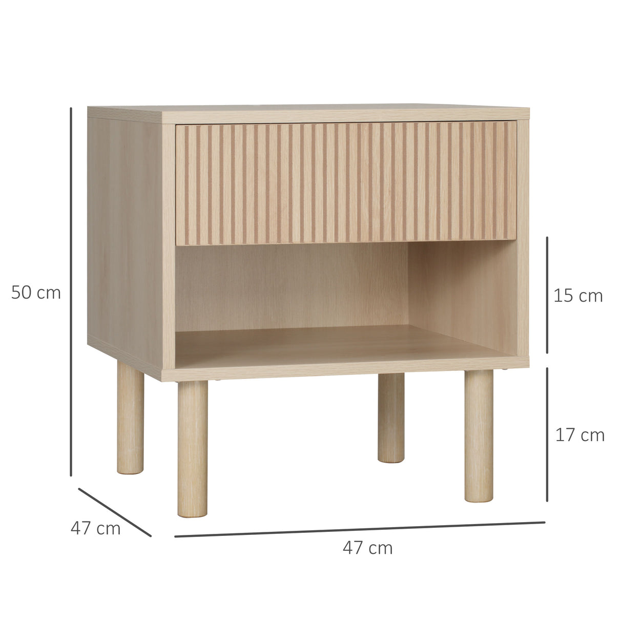 easycomfort easycomfort comodino moderno con cassetto e ripiano aperto in truciolato 47x47x50 cm color legno