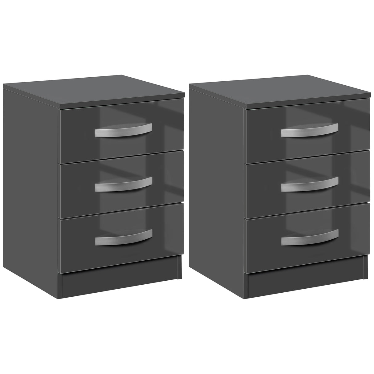 easycomfort easycomfort set 2 comodini moderni con 3 cassetti per camera da letto e soggiorno in truciolato 40x36x56 cm grigio