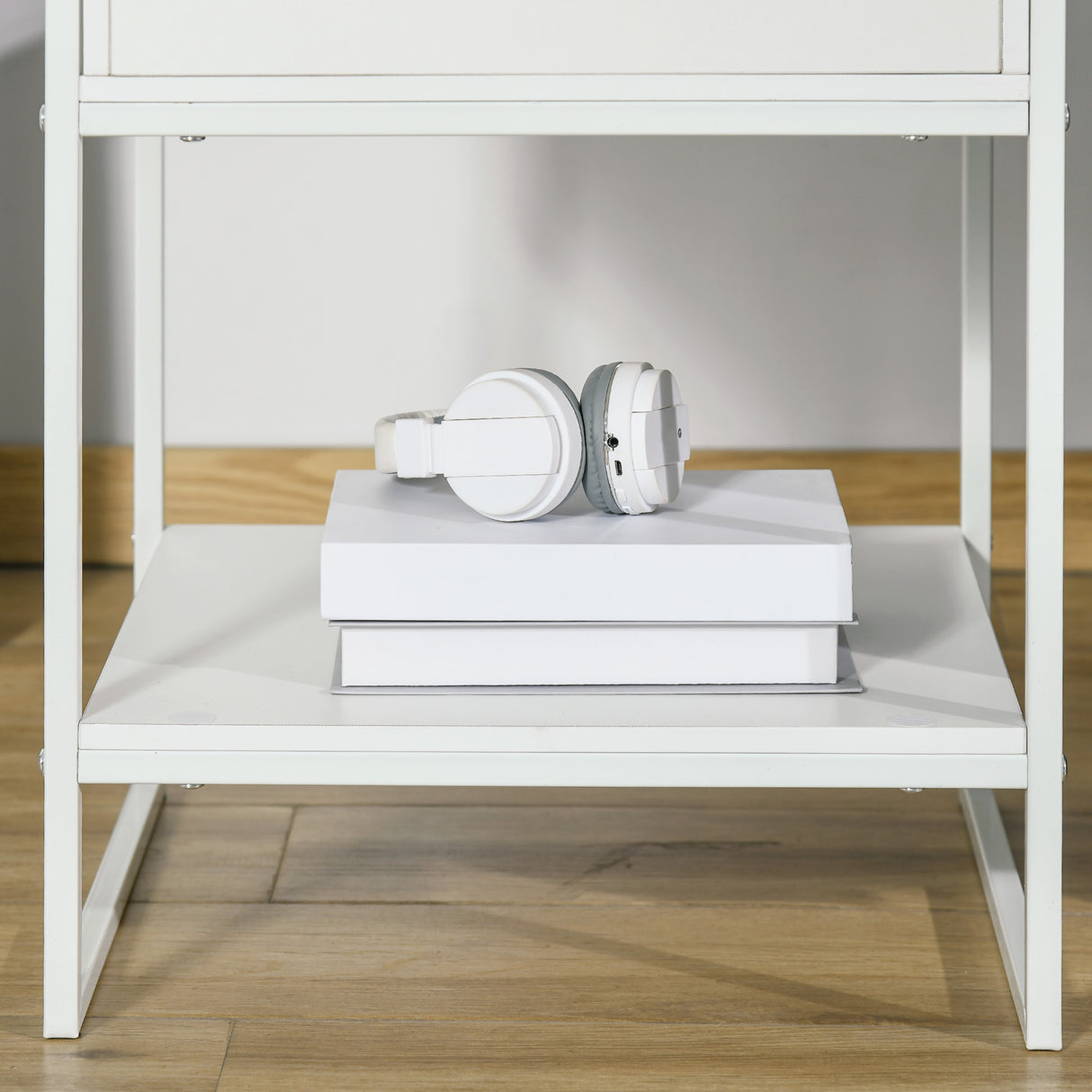 easycomfort easycomfort comodino moderno set 2 pezzi con cassetto e ripiano aperto per camera da letto e soggiorno in mdf e acciaio 45x40x60cm bianco