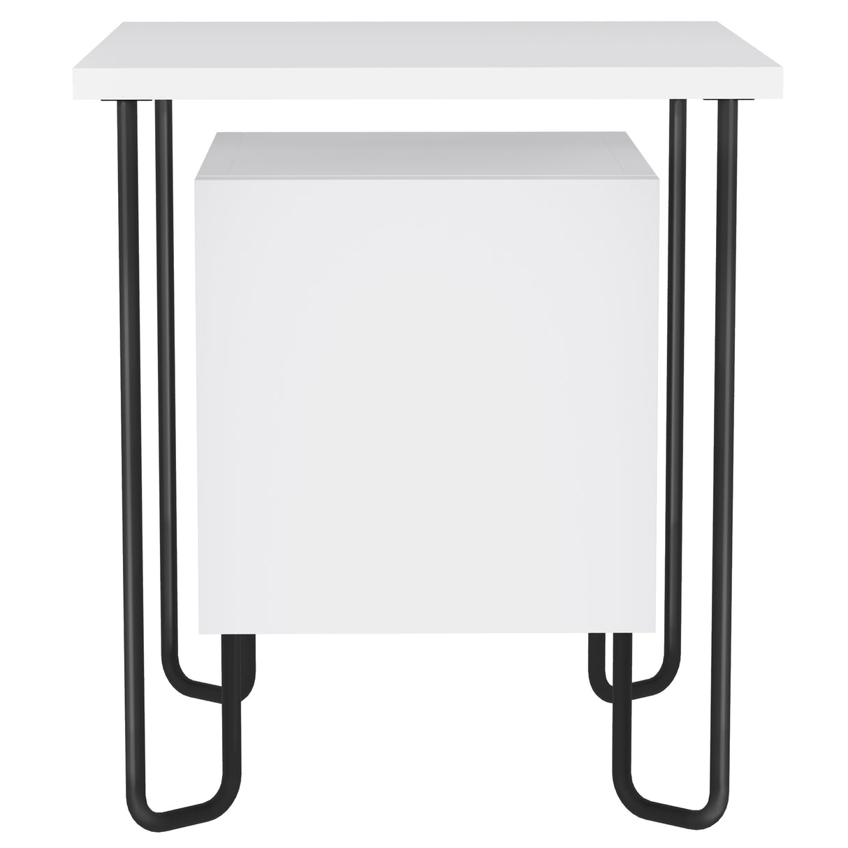 easycomfort easycomfort comodino moderno con armadietto e mensola in legno e gambe in metallo 40x40x45cm