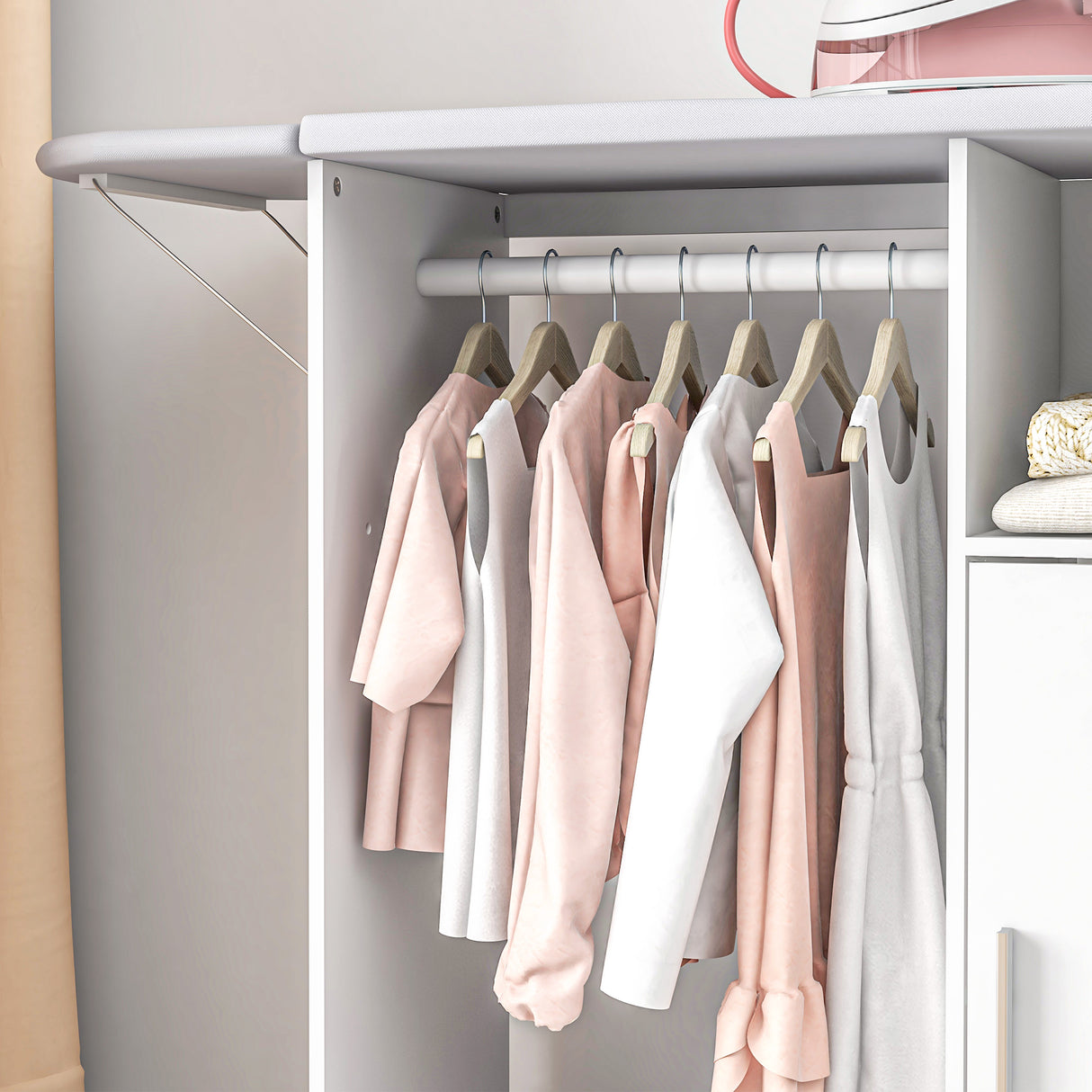 easycomfort easycomfort mobile asse da stiro con piano dappoggio 3 ripiani a cubo e guida 107x42 5x99cm bianco