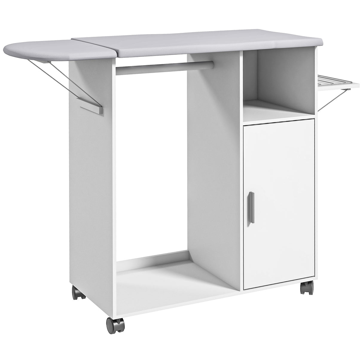 easycomfort easycomfort mobile asse da stiro con piano dappoggio 3 ripiani a cubo e guida 107x42 5x99cm bianco