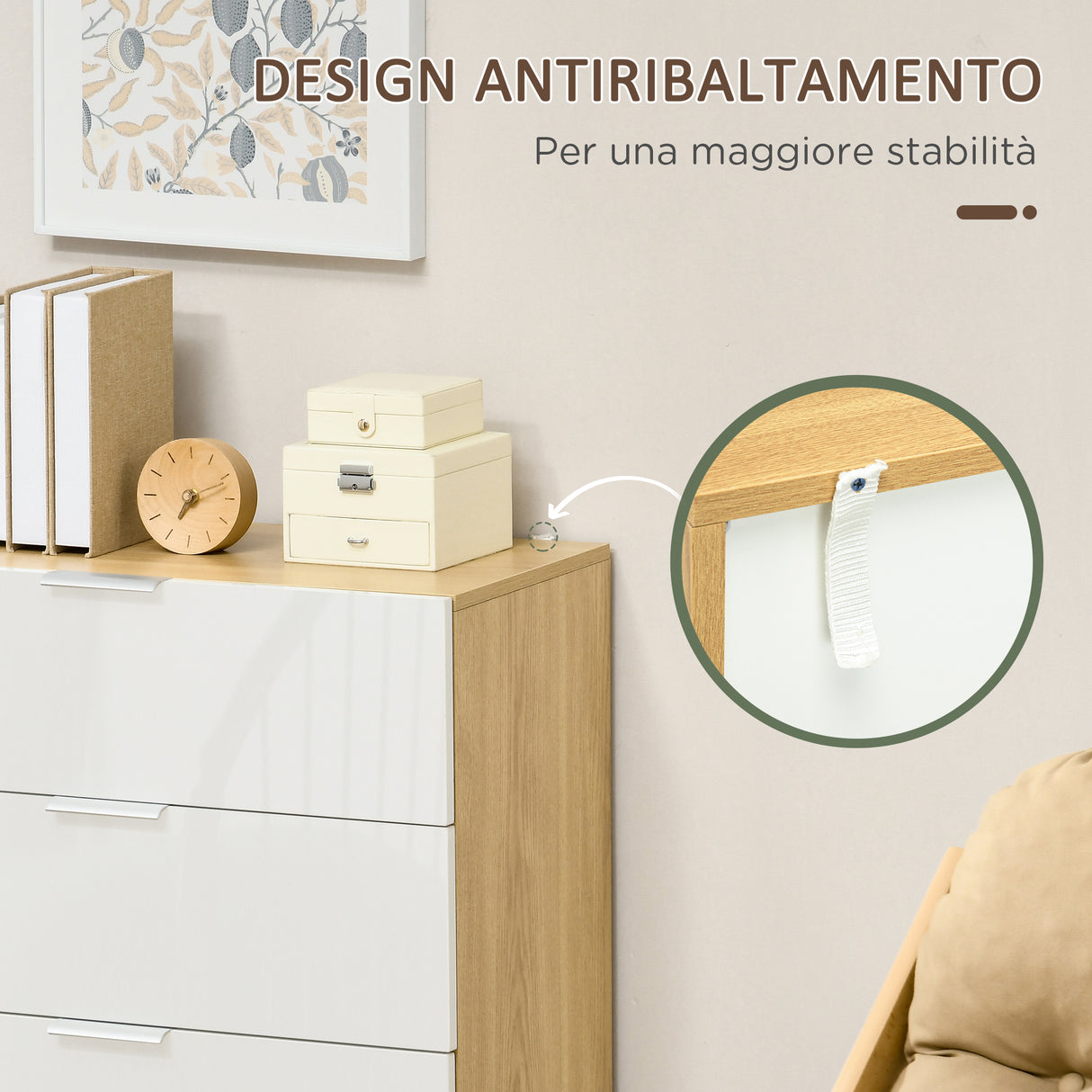 easycomfort easycomfort cassettiera con 4 cassetti per soggiorno e camera da letto con maniglie in lega di alluminio 70x35x92cm bianco