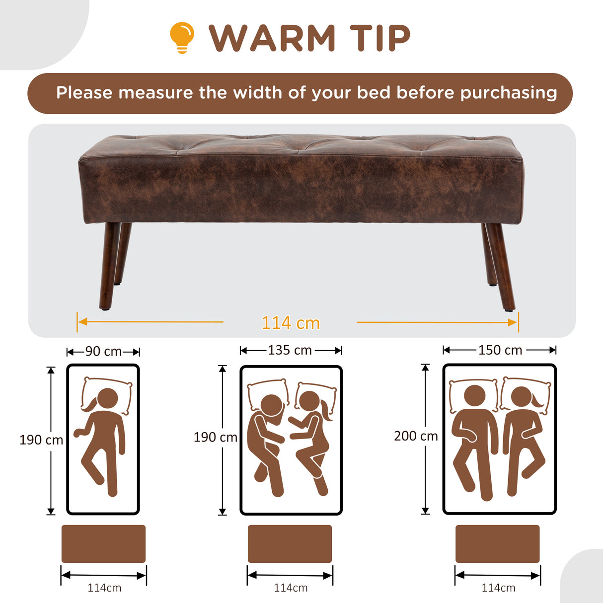 easycomfort easycomfort panca fondoletto e da ingresso imbottita con rivestimento in pu 114x38x42cm marrone