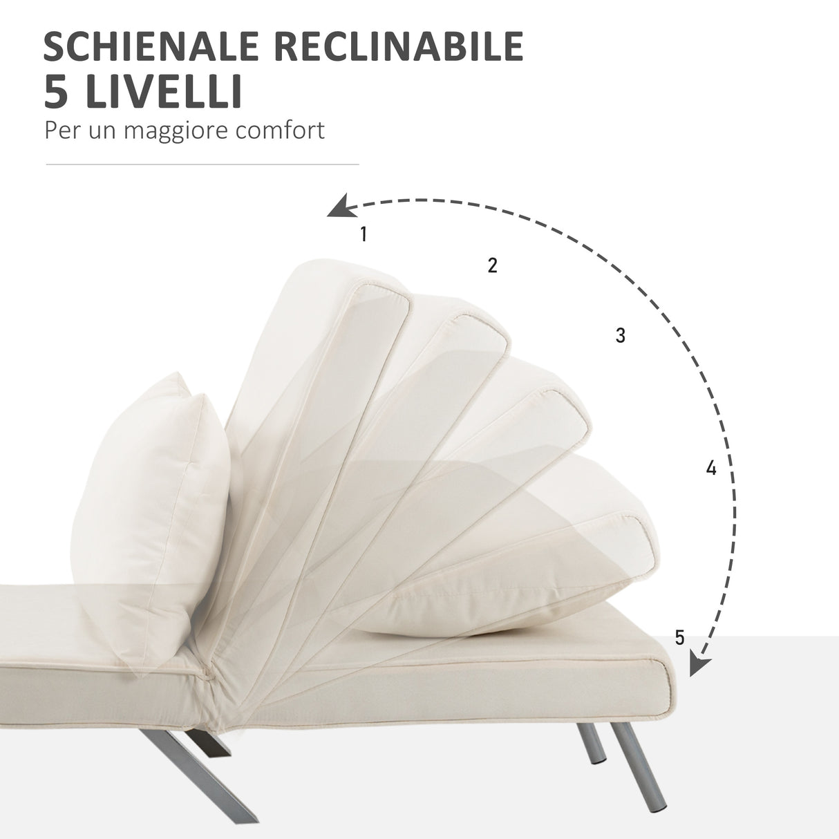 easycomfort easycomfort poltrona letto 2 in 1 con schienale inclinabile in 5 posizioni 656982cm beige