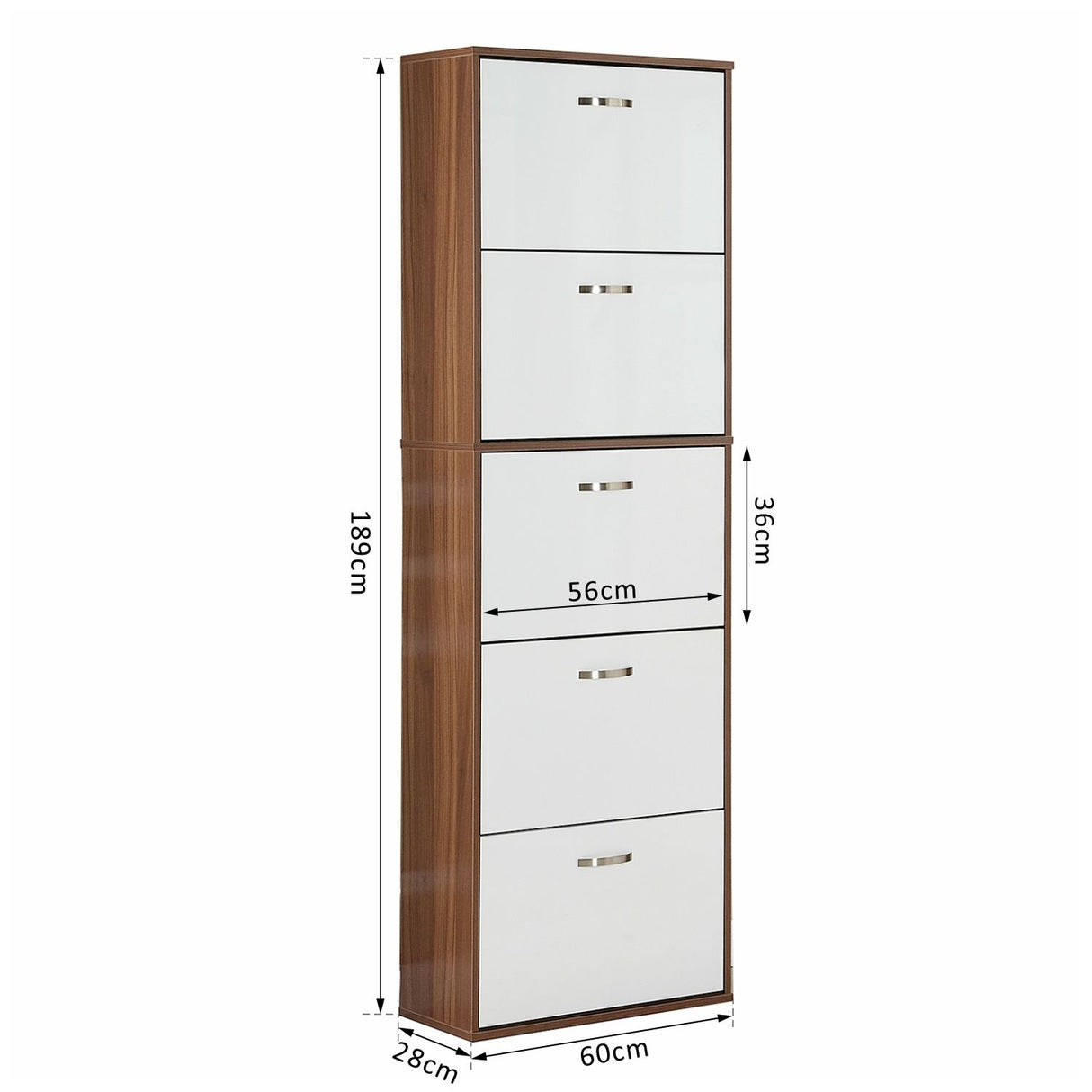 easycomfort easycomfort scarpiera slim a 5 livelli con 2 ripiani per livello in mdf 60x28x189 cm bianco e marrone