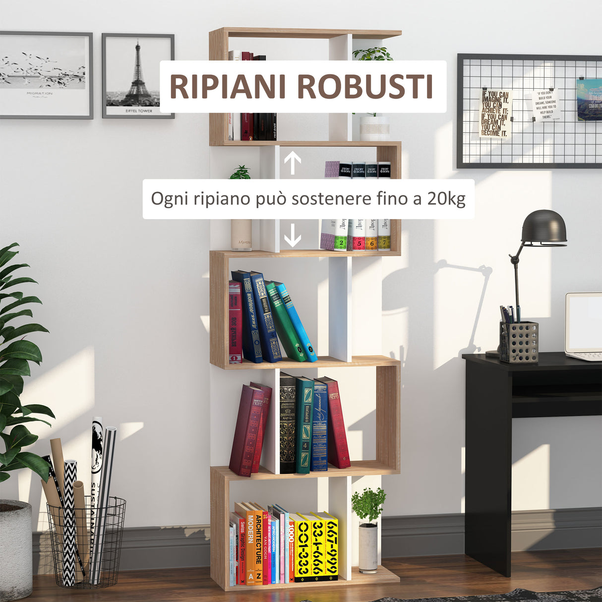 easycomfort easycomfort libreria moderna 5 ripiani pratici finitura eccellente superficie liscia e a prova di umidita in legno truciolato bianco 6024184 5cm ean 8054111846806