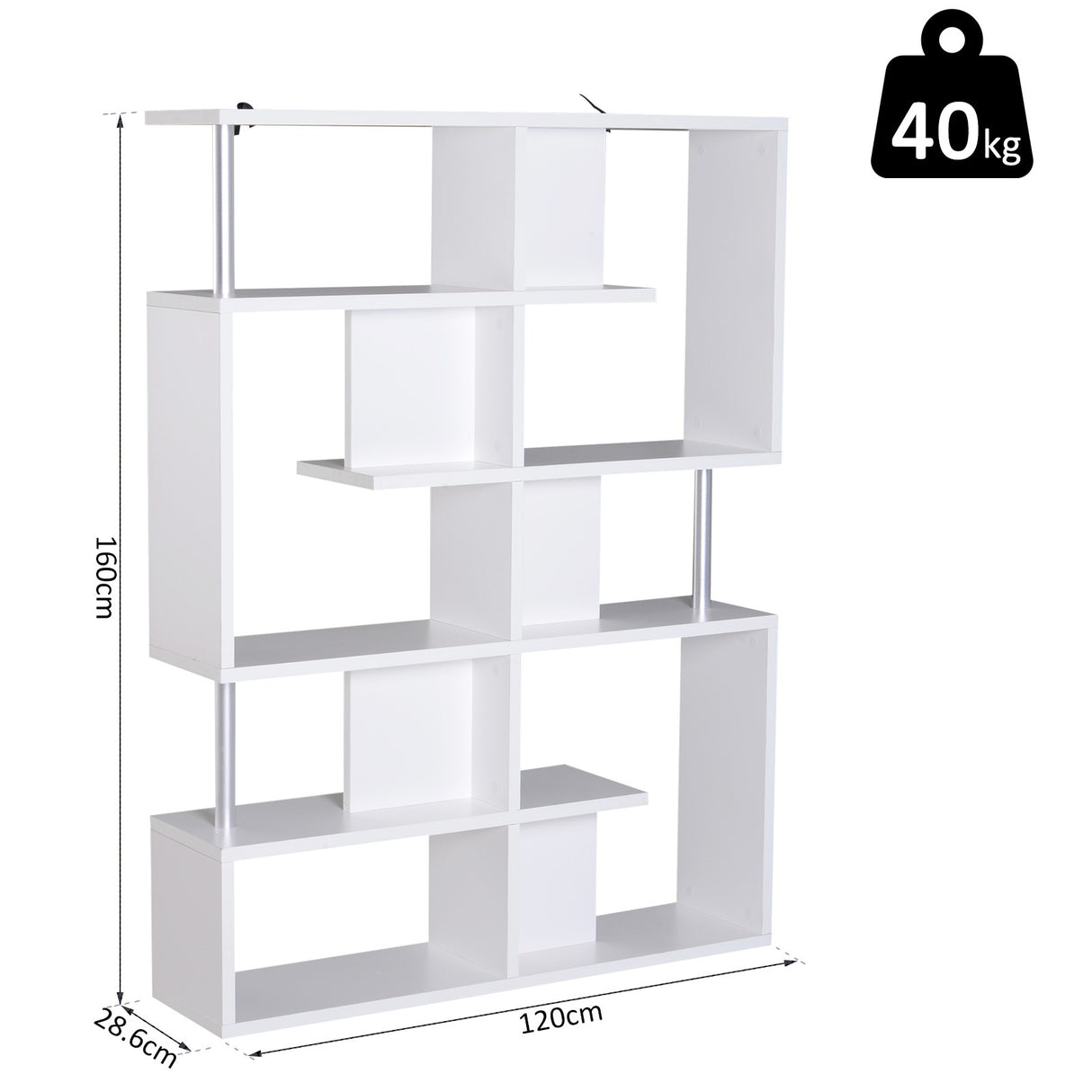 easycomfort easycomfort scaffale libreria ad s 5 ripiani design moderno soggiorno ufficio salotto legno bianco 120 x 28 6 x 160 cm