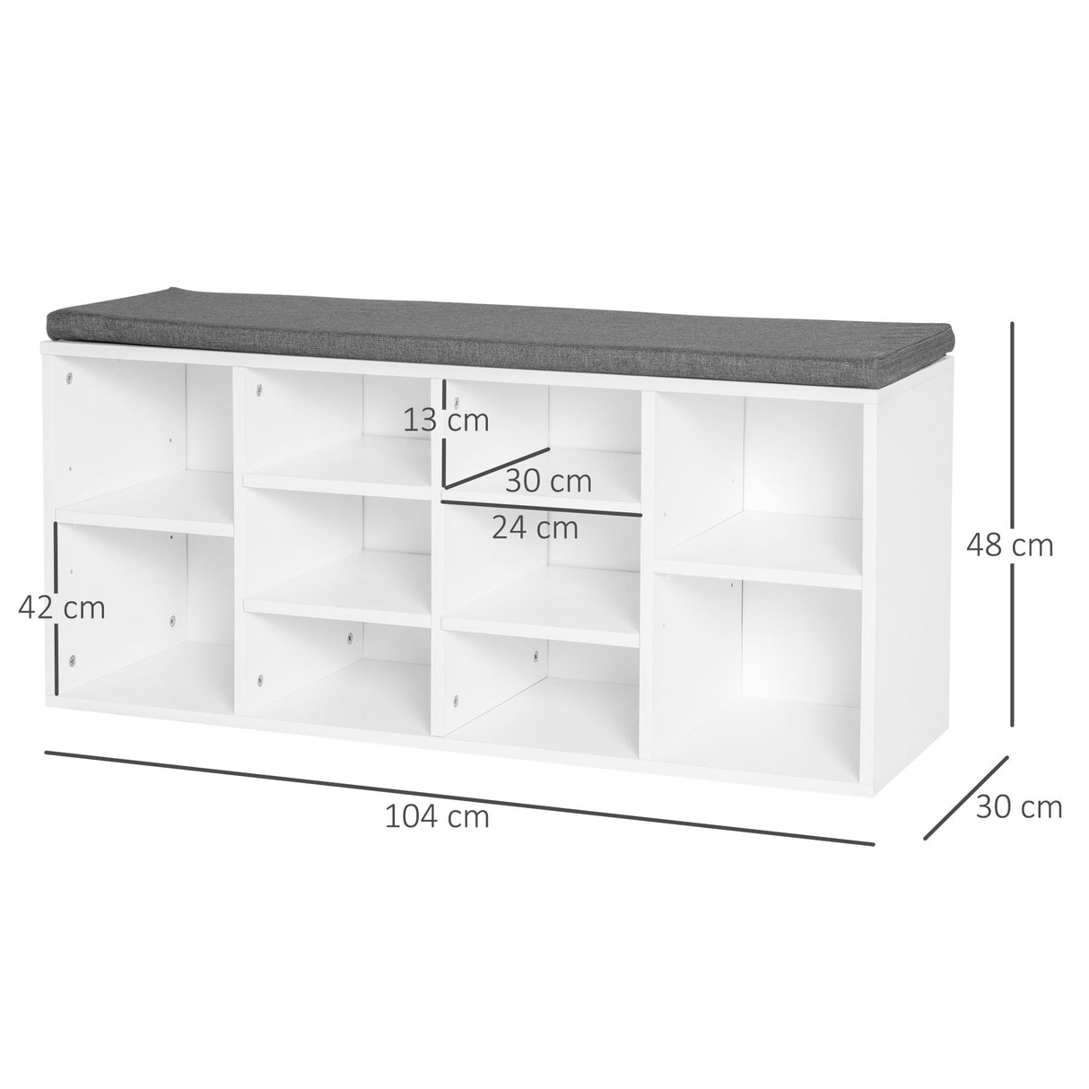 easycomfort easycomfort scarpiera panchina 8 10 paia di scarpe ripiani regolabili legno bianco 104 x 30 x 48 cm ean 8054144135175