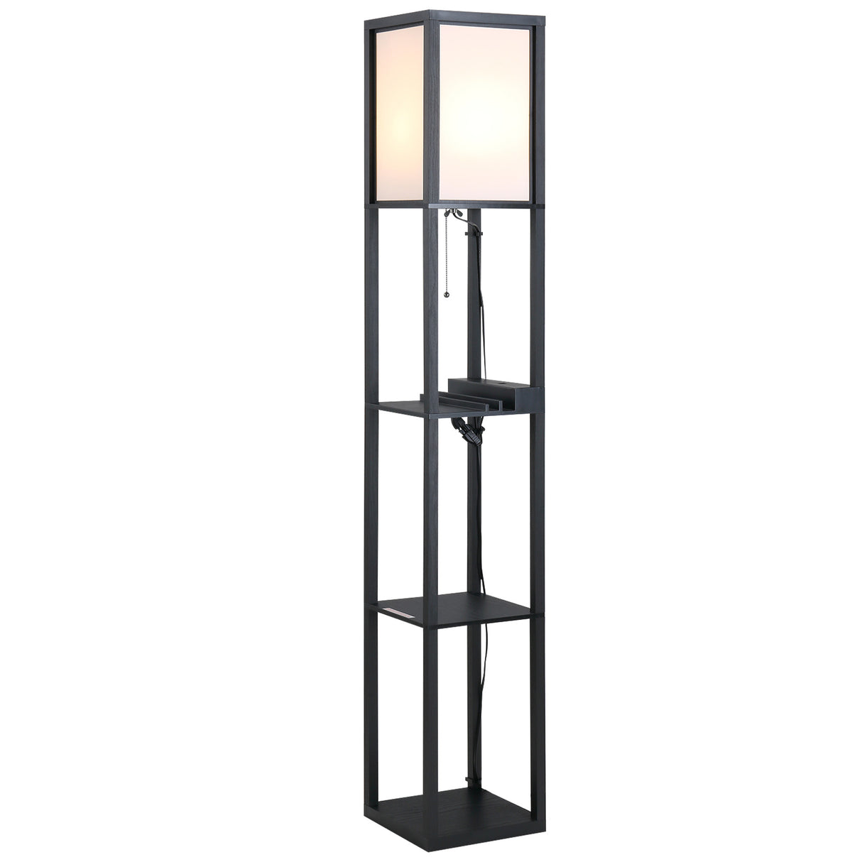 easycomfort easycomfort lampada da terra con 3 mensole e 2 porte usb attacco lampadine e27 26x26x160cm nero ean 8054144133096