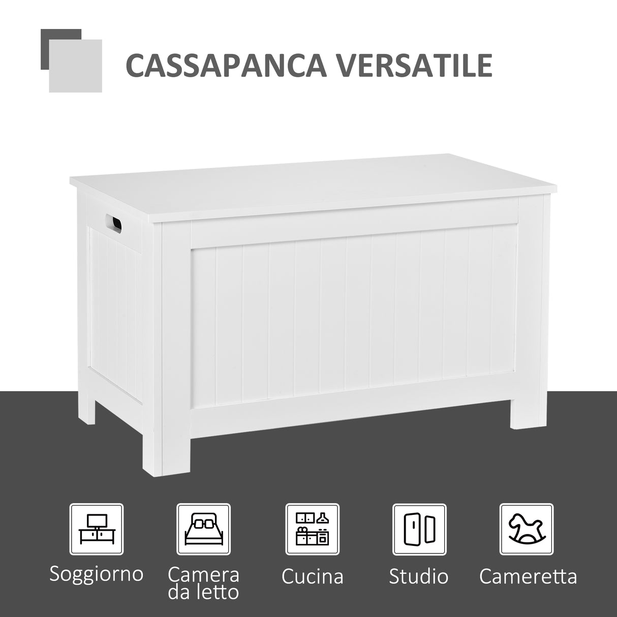 easycomfort easycomfort panca contenitore multiuso in legno mdf apertura con blocco di sicurezza 81x40x46cm bianco