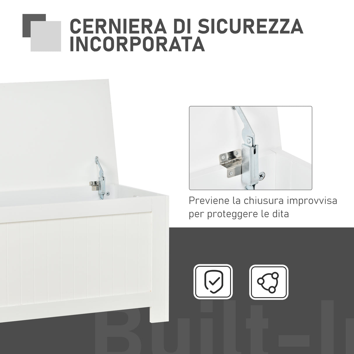 easycomfort easycomfort panca contenitore multiuso in legno mdf apertura con blocco di sicurezza 81x40x46cm bianco