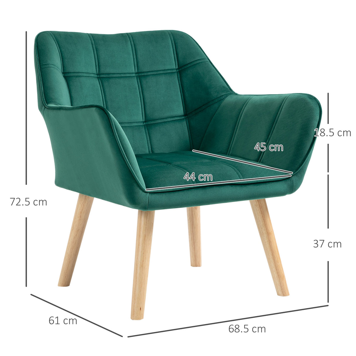 easycomfort easycomfort poltroncina stile nordico in legno ed effetto velluto verde per soggiorno o ufficio 64x62x72 5 cm