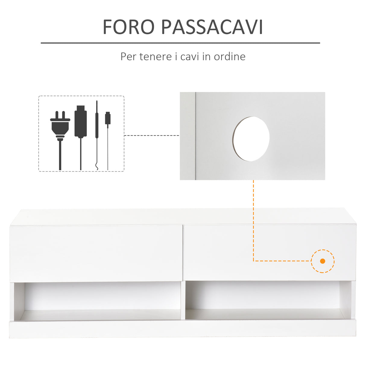easycomfort easycomfort mobile tv sospeso in legno mobile porta tv moderno con luci led di 20 colori per tv max 42 bianco lucido 120x35x40 5cm