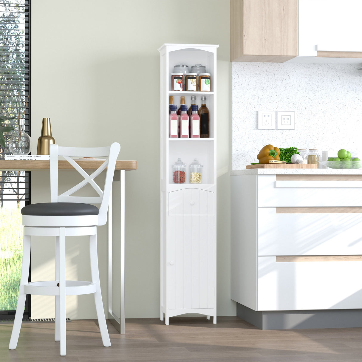 easycomfort easycomfort mobiletto a colonna bagno salvaspazio in mdf bianco armadietto bagno multifunzione per camera con 3 ripiani 34x24x170cm ean 8054111847384