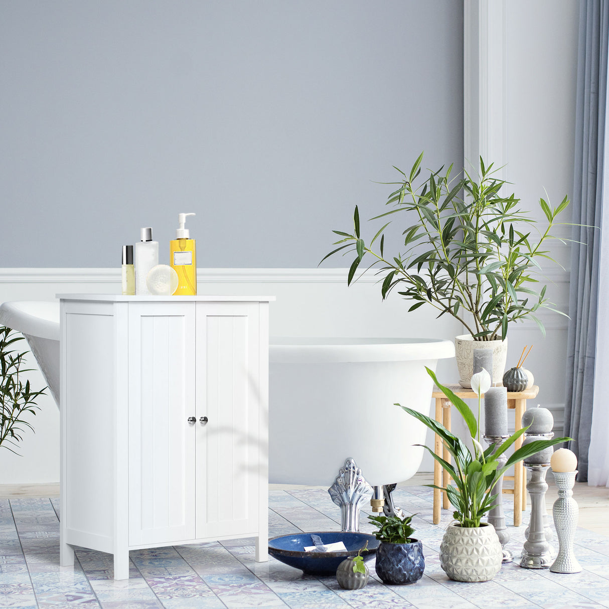 easycomfort easycomfort mobiletto da bagno mobiletto multiuso salvaspazio con armadietto 2 ripiani 2 ante maniglie in mdf 60 x 30 x 80cm bianco ean 8054144130422