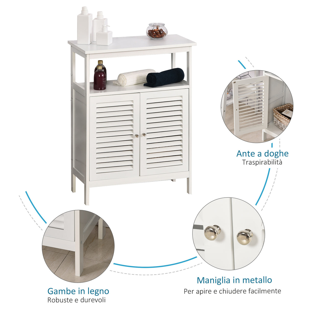 easycomfort easycomfort mobiletto da bagno bianco con 2 ripiani e armadietto in mdf impermeabile e salvaspazio 60 x 30 x 81 6cm ean 8054144130613