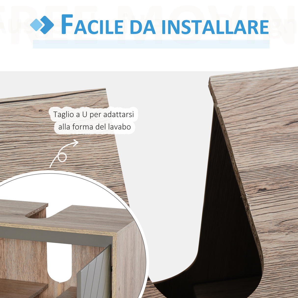 easycomfort easycomfort armadietto sottolavabo in mdf con ritaglio per lavandino con 2 ante e 2 mensole regolabili 60 x 30 x 60cm ean 8054111847827