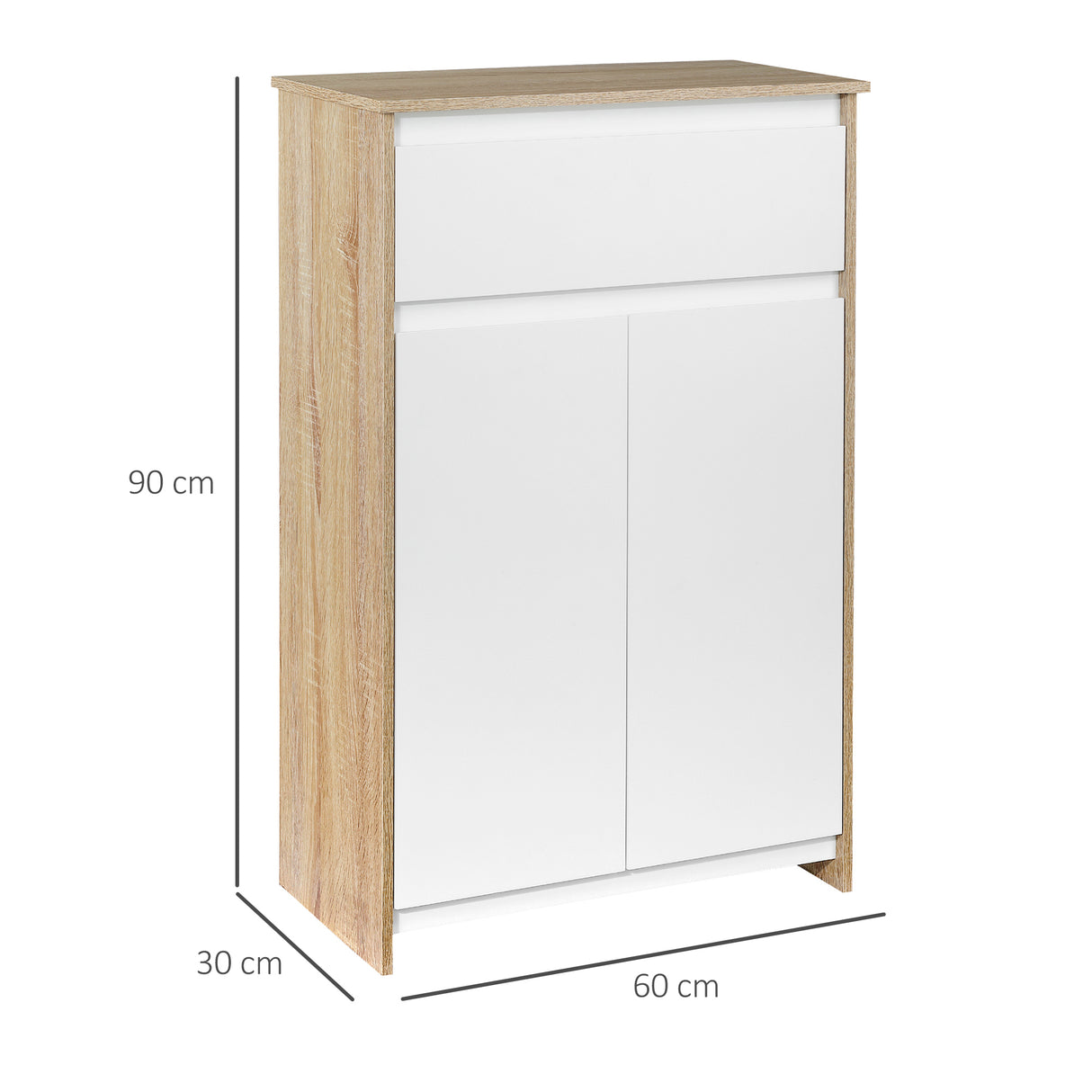 easycomfort easycomfort mobile bagno multiuso mobiletto da bagno con armadietto e cassetto salvaspazio color legno e bianco 60x30x90cm