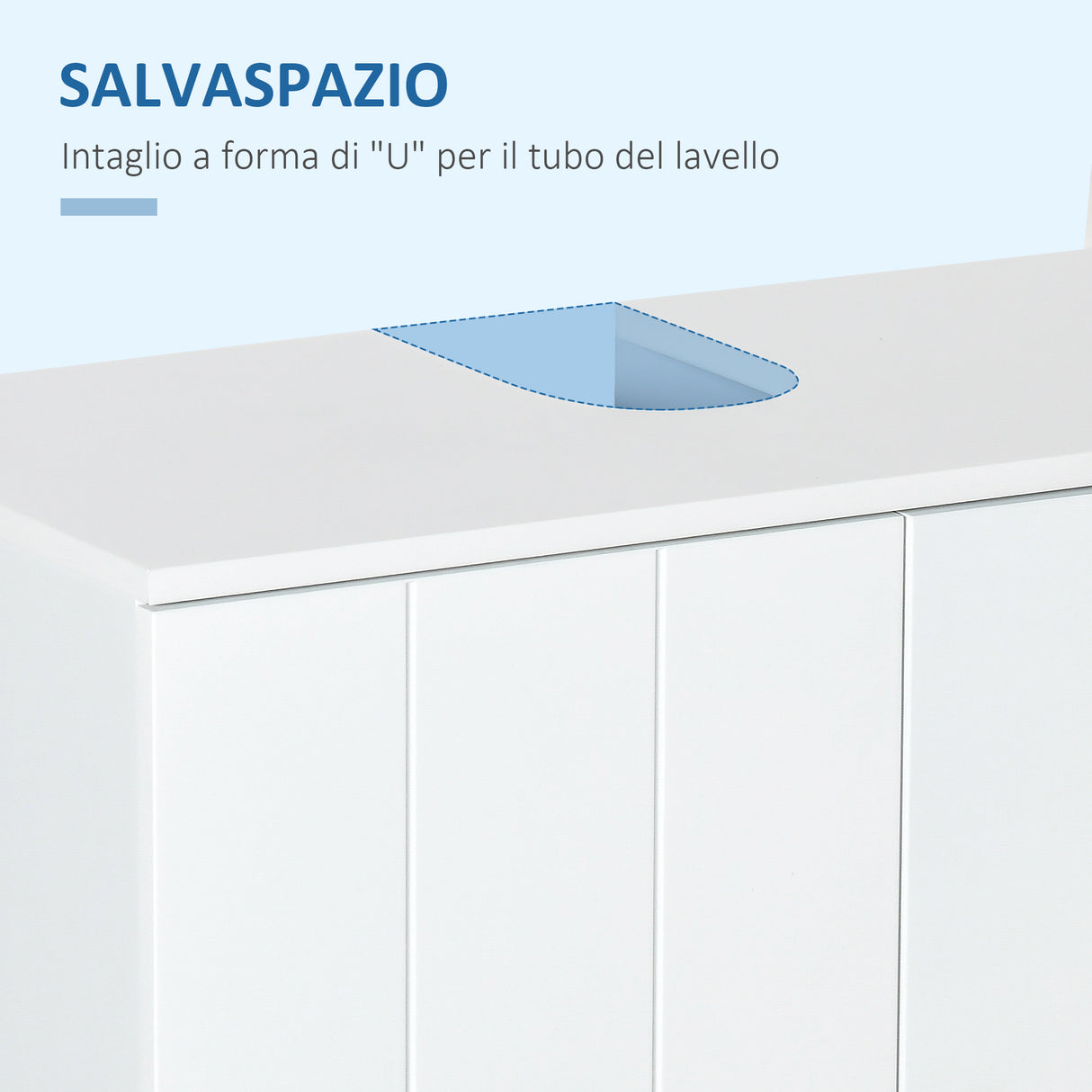 easycomfort easycomfort mobile sotto lavabo bagno a u con 2 ante e ripiano interno regolabile 60x30x60cm